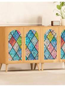 1 Roll Window Privacy Film Stained Glass Window Clings 3D Rainbow Window Film For Glass Door Decorative Colorful Lattice Window Glass Stickers Static Cling Sun Blocking Window Coverings For Home Gifts Birthday Graduation