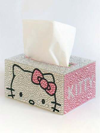 Sanrio Hello Kitty DIY Crystal Painting Tissue Box - Round/Square Craft Kit, For Home Decor And Car Storage Home Bathroom Decor Bathroom Organizer Summer Back To School