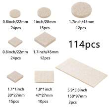 52/62/90/114 Stück verstärkte selbstklebende Filz-Stuhlbeinpads Bodenschutz Möbelbeine Tischbeinabdeckungen rund rutschfeste kratzfeste Pads (Beige, Braun)