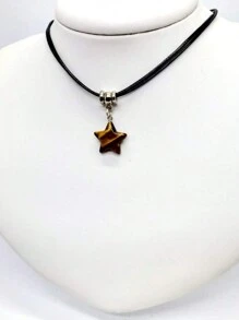 Necklace Choker Pendant Star Natural Stone Tiger's Eye | Protection And Good Energies REF:180 - 黑色的 - 查看 5