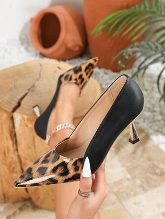 Vintage-Style Black High Heel Pointed Toe Pumps For Women, Elegant & Sophisticated