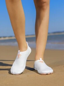 1 Pair Women's Outdoor Mesh Upper Rubber Sole Wading Shoes, Breathable & Comfortable Beach Water Shoes, Suitable For Swimming, Snorkeling, Surfing, Beach, Aquatic Sports, Five-Toe Anti-Slip Water Shoes