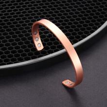 1 Pc/1set Copper Bracelet For Men And Women, 99.9% Pure Copper Magnetic Bangle With 6pcs 3500 Gauss Magnets, Adjustable Jewelry Gift - Bronze - View 12