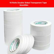10卷双面透明胶带 - 强力粘合，适用于办公室、学校、DIY、剪贴簿、艺术、工艺品、卡片和礼品制作 - 10 Rolls White - 查看 2