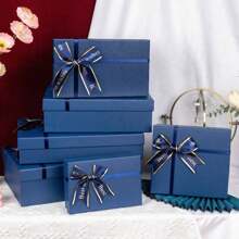 1 pezzo, Scatola regalo con fiocco blu, confezione lussuosa e bella, scatola regalo rettangolare con fiocco elegante e atmosferica, adatta per rossetto, profumo, portafoglio, gioielli, tazza, tazza termica, tablet, scatola regalo, scatola regalo per matrimoni, scatola regalo per San Valentino, scatola regalo con fiocco per Capodanno, confezione cosmetici, la scatola regalo preferita per le feste. - Multicolore - Visualizzare 9