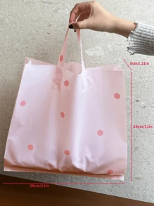 50 piezas de bolsas de regalo de plástico reforzado, bolsas de regalo para el Día de San Valentín, bolsas de regalo simples rosas, ligeras, portátiles con estampado de lunares rosas y blancos, de gran capacidad, bolsas para regalos de Año Nuevo, boda, compras, cumpleaños, bolsas para fiestas