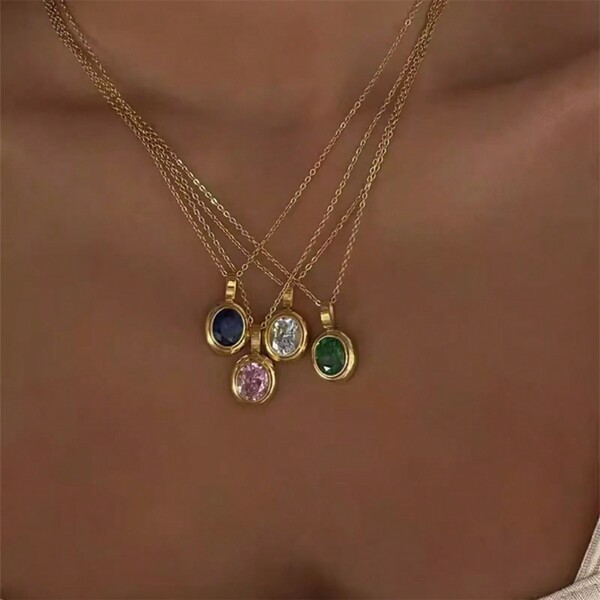 VKHK 1 pieza Collar con colgante decorado con circonita, chapado en oro de 18K, de acero inoxidable con acabado vintage, apto para uso diario y bodas, regalo para mujer