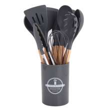 12pcs/Set Wooden Handle Silicone Kitchenware Set, Non-Stick Cooking Utensils Spatulas And Spoons, Heat-Resistant Silicone