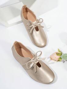 金色金属女童舒适透气防滑平底鞋 - 金色 - 查看 1