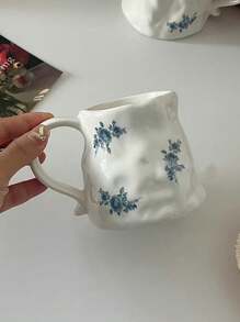 French Handmade Ceramic Coffee Cup, Retro Rose Design Mug, High-Quality Coffee Cup For Afternoon Tea, Milk, Water, Unique Gift Back To School