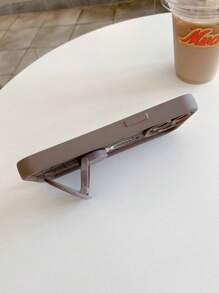 1pc Heart-Shaped Phone Holder & Cobweb Pattern Protective Phone Case With Camera Lens Protection Compatible With Iphone 11 Pro Max/12 Pro Max/13 Pro Max/14 Pro Max/15 Pro Max/IPhone 16 Plus/IPhone 16 Pro Max, Redmi, OPPO/Realme, VIVO, Infinix, Honor, One Plus - Brown - View 6