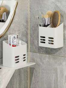 1 件浴室淋浴收纳架，壁挂式牙膏架，牙刷梳子剃须刀收纳架