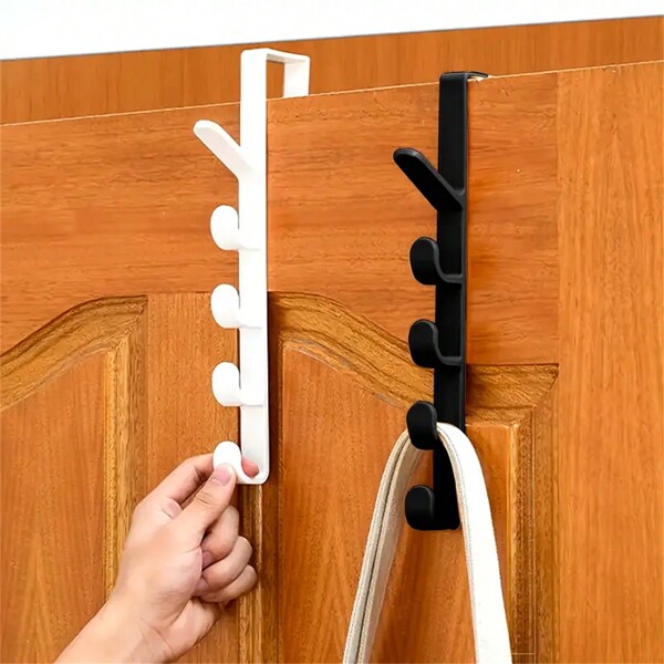 Cabide de porta de quarto moderno - Cabide para roupas que economiza espaço, organizador de armazenamento doméstico de plástico com ganchos para pendurar, cabide para bolsas, fácil instalação, multiuso