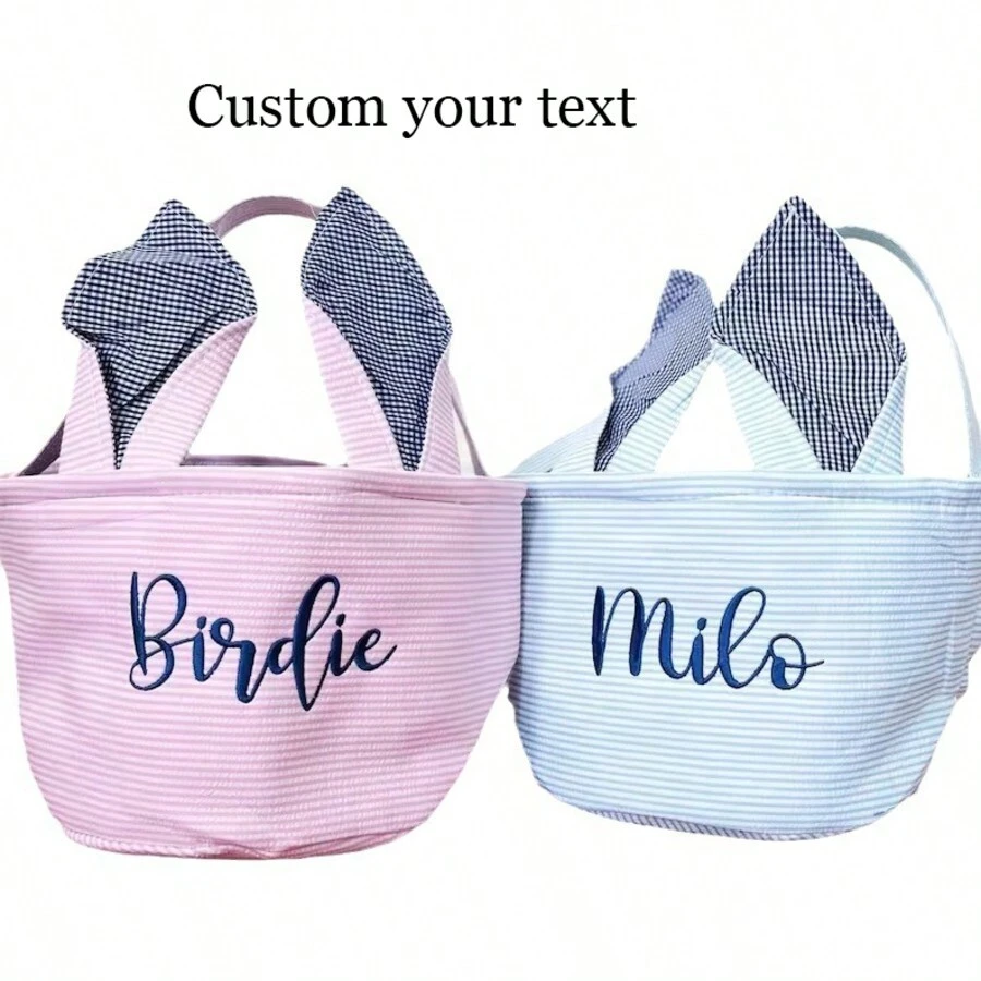 Personalized Easter Basket, Embroidered Easter Basket, Monogram Easter Basket, Custom Bunny Basket, Easter Gift, Ornamental, Reusable, Multi-Functional, Stylish, Exquisite, High-Quality, Custom, Personalized, Unique, Ideal Gifts For Him, Ideal Gifts For Her, Her, Boyfriend, Girlfriend, Dad, Mom, Family, Friends, Son, Daughter, School Students, Workers, Kids, Office, Tea Room, School, Home