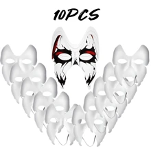 10 piezas Máscaras de gato DIY pintadas de blanco, máscaras en blanco de media cara para disfraz de animales, disfraces de Halloween, herramientas de maquillaje. [Uso versátil]: Las máscaras de gato son adecuadas para todas las personas y son un accesorio multifuncional para diversas ocasiones.