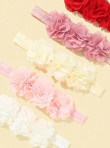 Set de 6 diademas con flores sólidas para bebés, accesorios decorativos para el cabello de princesa dulce - Multicolor - Ver 6