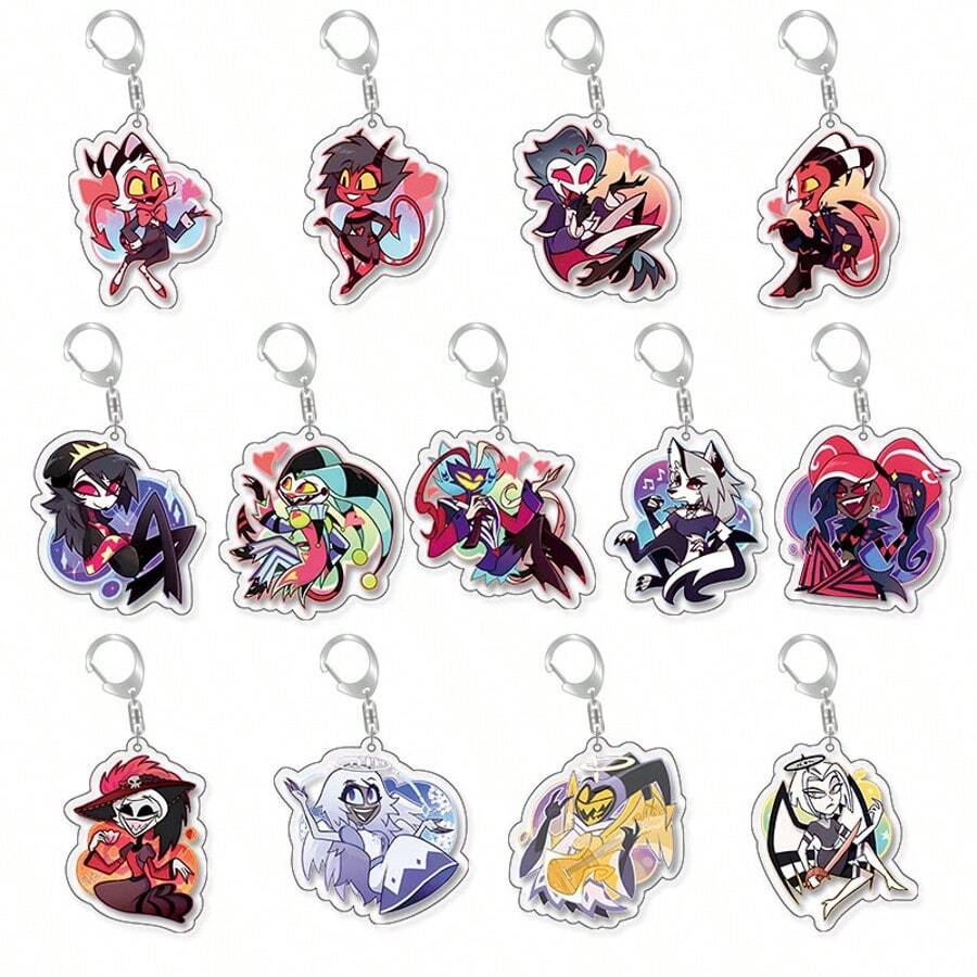 Anime GOODS Anime Acrylic Keychain -Vicky Charlie Alastor Cute Y2K Cartoon Pendant, Suitable For Bags And Keys, Perfect Gift For Fans, Cosplay Accessories Car Key Bag Backpack Small Jewelry Key Ring Accessories Creative Student Gifts Anime Derivatives, Creative Backpack Pendants, Car Key Pendants, Acrylic Keychains, Japanese Comic Pendants, Neko Contents Seed Keychain Collectibles, Pendants, Otaku Collection Gifts, Cheap Gifts School Letter Car Accessories Goth