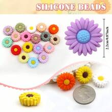 6/12/24/30 Stücke Silikon Perle Gänseblümchen Silikon Blume Silikon Rundperle DIY Handgemachte Schmuckherstellung Zubehör für Armband - Verschiedenfarbig - Übersicht 2