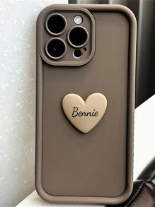 1pc Customized Phone Case, Cute Korean 3D Heart Silicone Phone Case Compatible With Iphone 11 12 13 14 15 Pro Max, Shock-Proof Candy Protective Cover