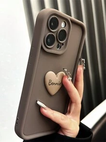 1pc Customized Phone Case, Cute Korean 3D Heart Silicone Phone Case Compatible With Iphone 11 12 13 14 15 Pro Max, Shock-Proof Candy Protective Cover