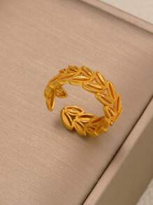 5 件/套复古优雅 18K 金枫叶首饰套装，适合女士、新娘首饰 - 金黃色 - 查看 3