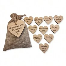 1 Personalized Box And Bag Set, "Reasons Why I Love You" Bag - A Romantic Gift For Special Ones - Wedding, Anniversary, Valentine's Day, Birthday, Surprise Your Loved One On Any Special Occasion Like Christmas, Halloween, Anniversary. Wooden Box And Bag Included.