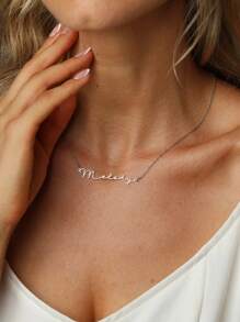 1pc Customized Name Necklace, Personalized Name Necklace, Stainless Steel Necklace, Jewelry Accessory, Minimalist DIY Custom Name Gift, Suitable For Women, Birthday Jewelry Gift,Silver,Stylish,Colorful,Vintage,Unisex,Hipster,Simple,Casual,Custom,Personalized,Unique,Ideal Gifts For Him,Ideal Gifts For Her,Her,Boyfriend,Girlfriend,Dad,Mom,Family,Friends,For Anniversaries,For Birthdays,For Graduation,For Prom,For Party,Jewelry Women,Elegant Outfit