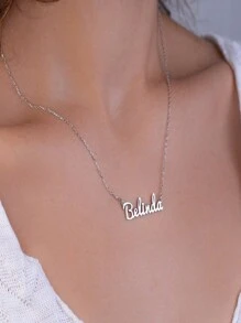 1pc Customized Name Necklace, Personalized Name Necklace, Stainless Steel Necklace, Jewelry Accessory, Minimalist DIY Custom Name Gift, Suitable For Women, Birthday Jewelry Gift,Silver,Stylish,Colorful,Vintage,Unisex,Hipster,Simple,Casual,Custom,Personalized,Unique,Ideal Gifts For Him,Ideal Gifts For Her,Her,Boyfriend,Girlfriend,Dad,Mom,Family,Friends,For Anniversaries,For Birthdays,For Graduation,For Prom,For Party,Jewelry Women,Elegant Outfit