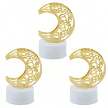 1/2/3pcs Creative Metal Star Moon Accessories Decoration Electronic Candle Light, Indoor Decorative Starry Moon Night Light,Indoor Birthday, Party, Festival, Wedding Decoration Candle Light Including Battery, Flameless Candle Lights - ánh sáng ấm áp - Xem 34