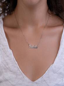 1pc Customized Name Necklace, Personalized Name Necklace, Stainless Steel Necklace, Jewelry Accessory, Minimalist DIY Custom Name Gift, Suitable For Women, Birthday Jewelry Gift,Silver,Stylish,Colorful,Vintage,Unisex,Hipster,Simple,Casual,Custom,Personalized,Unique,Ideal Gifts For Him,Ideal Gifts For Her,Her,Boyfriend,Girlfriend,Dad,Mom,Family,Friends,For Anniversaries,For Birthdays,For Graduation,For Prom,For Party,Jewelry Women,Elegant Outfit