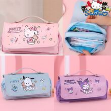Sanrio Sanrio Hello Kitty & Kuromi & Pochacco Pencil Case,Pink Heart Zipper,Large Capacity Pencil Case, Waterproof Double Pen Case,Cartoon Stationery Bag,Multi-Functional Stationery Box - Cartoon Anime Design, Pencil Case, Storage Container