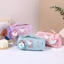 Sanrio Sanrio Hello Kitty & Kuromi & Pochacco Pencil Case,Pink Heart Zipper,Large Capacity Pencil Case, Waterproof Double Pen Case,Cartoon Stationery Bag,Multi-Functional Stationery Box - Cartoon Anime Design, Pencil Case, Storage Container