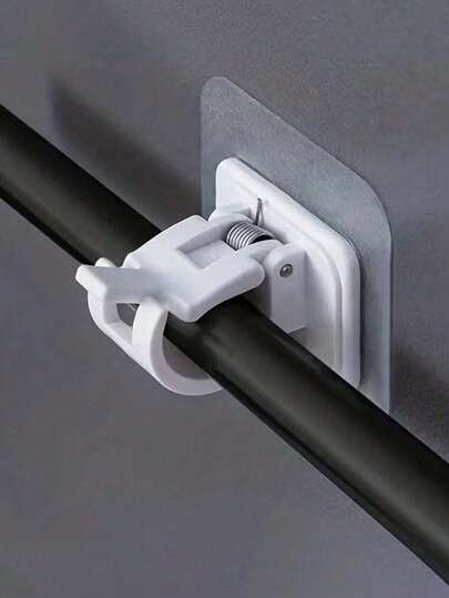 6PCS Curtain Rod Hooks Brackets, No Drill Adhesive Mounting For Hotel And Home Use, Easy Install Curtain Hanger Clips