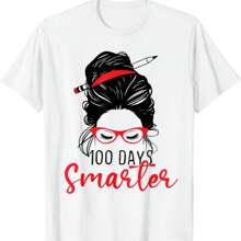 Girls Messy Bun Hair 100th Day Of School T-Shirt