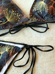 3-Piece Sexy Bikini Swimwear Set For Women, Includes Net Shawl Wrap Skirt, Strappy Back Top Swimwear With Padded Bust, Tie Side Bottom, Suitable For Summer Beach Vacation, Hot Spring