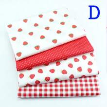 4 件/批卡通水果系列印花布草莓/苹果/樱桃水果图案 DIY 手工布头田园花卉/几何网格/圆点图案棉质斜纹布几何绗缝拼布组枕套布块缝纫剪贴簿布 Tecidos Calico