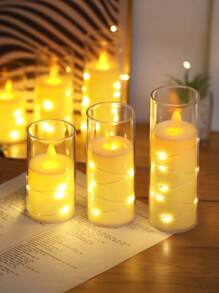 1/3pcs Creative Copper Wire Light Decor Simulation LED Electronic Candle, Battery Power Indoor Home Decor Swinging Wick Flameless Candle Lamp, Suitable For Wedding Decor, Party Decor, Festival Decor, Valentine's Day And Decorative Candle Lights, Room Decor Bedroom Decor Candle
