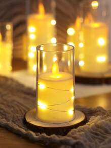 1/3pcs Creative Copper Wire Light Decor Simulation LED Electronic Candle, Battery Power Indoor Home Decor Swinging Wick Flameless Candle Lamp, Suitable For Wedding Decor, Party Decor, Festival Decor, Valentine's Day And Decorative Candle Lights, Room Decor Bedroom Decor Candle