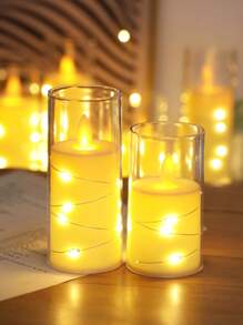 1/3pcs Creative Copper Wire Light Decor Simulation LED Electronic Candle, Battery Power Indoor Home Decor Swinging Wick Flameless Candle Lamp, Suitable For Wedding Decor, Party Decor, Festival Decor, Valentine's Day And Decorative Candle Lights, Room Decor Bedroom Decor Candle