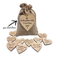 1 Personalized Box And Bag Set, "Reasons Why I Love You" Bag - A Romantic Gift For Special Ones - Wedding, Anniversary, Valentine's Day, Birthday, Surprise Your Loved One On Any Special Occasion Like Christmas, Halloween, Anniversary. Wooden Box And Bag Included.