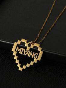 Custom Stainless Steel NecklacePersonalized Elegant Luxury Minimalist Golden Digital Heart Nameplate Necklace, Birthday Gift, Personalized Gift, Anniversary Gift, Customized Jewelry, Memorial Gift, Gift For Friends, Family, Lovers, Suitable For Party, Travel, Matching