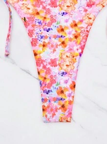 Ensemble de bikini à imprimé floral ditsy, décontracté et pour la plage d'été