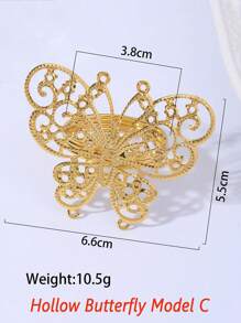 1pc Alloy Enamel Gorgeous Butterfly Napkin Ring, Tabletop Decor Napkin Holder For Dining Table, Holiday, Party, Hotel, Restaurant, Wedding, Gold Color