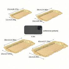 1 pieza Platillo estilo europeo enchapado en oro para dim sum, fruta seca, expositor para cupcakes, accesorios para fotografía, almacenamiento de joyas, bandeja de almacenamiento rectangular para tocador, base para vela, centro de mesa para días festivos, decoración para hotel, hogar u oficina, fiesta de cumpleaños