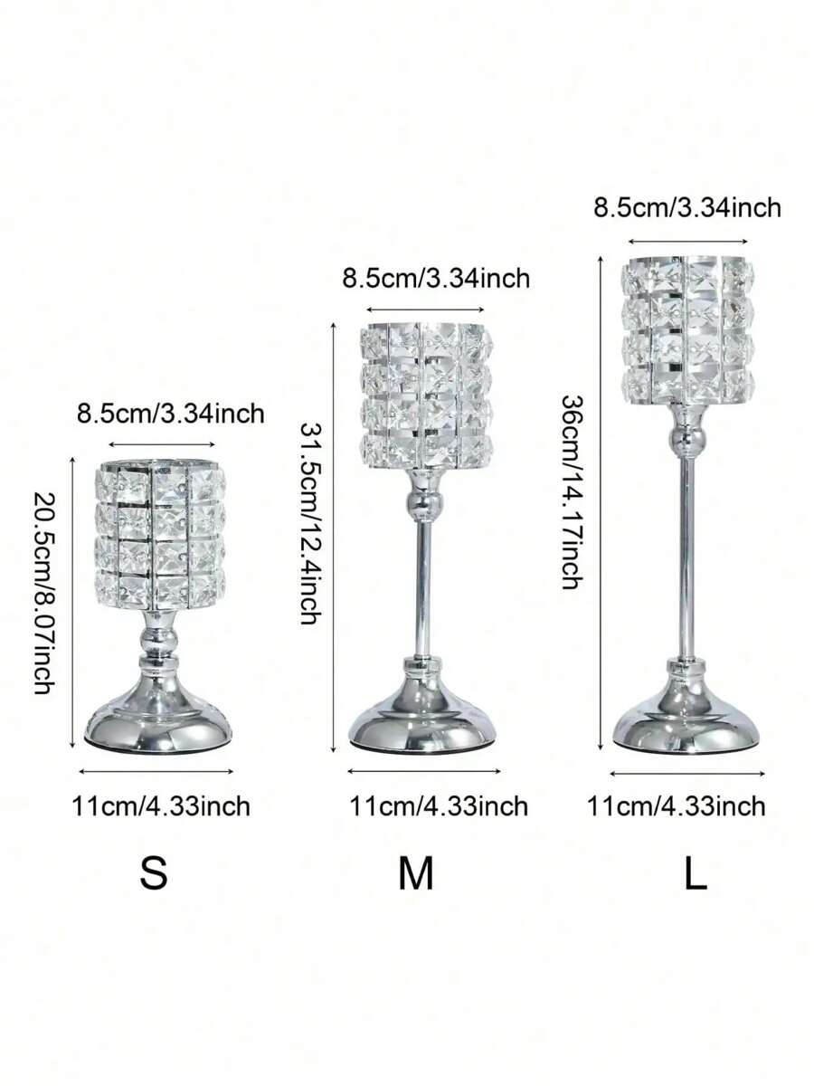 1pc 3 Sizes Candle Holder, Tea Light Holders For Wedding Table Party Home - Silver - View 1