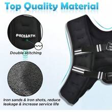 PACEARTH Weighted Vest, 6lb/12lb/16lb/20lb/25lb/30lb Weight Vest With Reflective Stripe, Body Weight Vests Adjustable For Men, Women Workout, Strength Training, Running, Walking, Jogging - màu đen - Xem 8