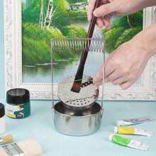 1Pc Lavadora de Pinceles Portátil para Artistas, Limpiador de Pinceles de Acero Inoxidable con Tanque de Lavado, Pantalla Desmontable y Soporte para Pinceles - 1 - Ver 5
