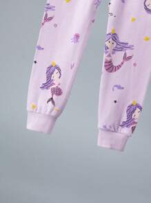 6 件套年轻女孩卡通水果印花长袖睡衣套装，睡衣套装 - 彩色 - 查看 7