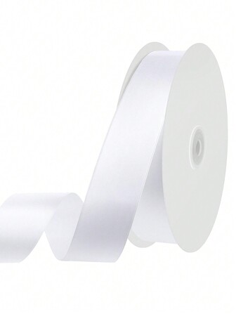 Cinta de raso blanco sólido de 0,6 pulgadas, 25 yardas de cinta de tela para manualidades para envolver regalos, ramos florales, decoración de bodas y fiestas