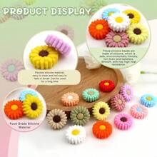 6/12/24/30 Stücke Silikon Perle Gänseblümchen Silikon Blume Silikon Rundperle DIY Handgemachte Schmuckherstellung Zubehör für Armband - Verschiedenfarbig - Übersicht 5
